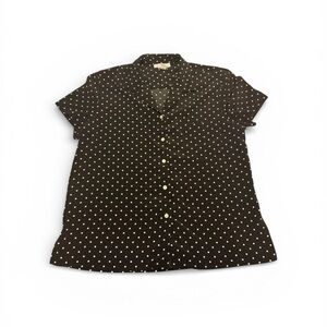 Evan Picone Black and White Polka Dot Button Down Shirt